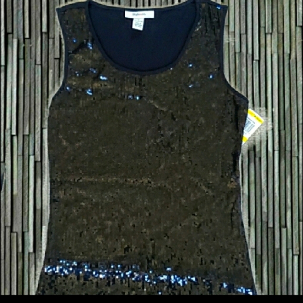 Style and Co Black Sequin Top - Picture 4 of 4